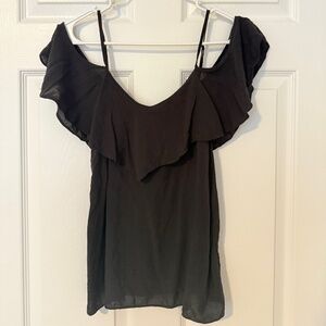 Old Navy black soft-woven ruffled cold-shoulder cami